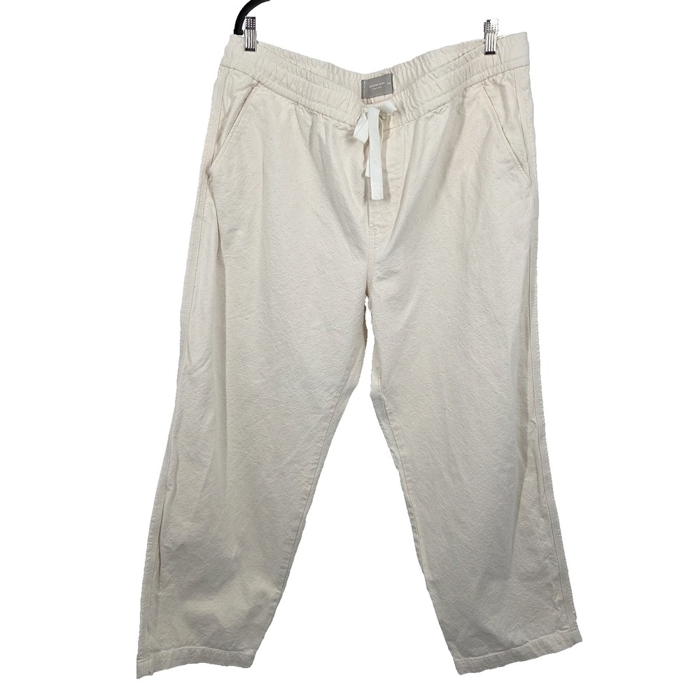 Everlane The Easy Pant Mens XXL White Organic Cotton Tapered Pull On Trouser